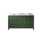 Legion Furniture WLF2160S-VG 60" Vogue Green Finish Single-Sink Vanity Cabinet with Carrara White Top