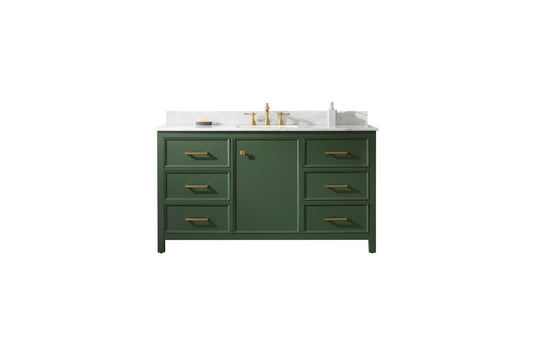 Legion Furniture WLF2160S-VG 60" Vogue Green Finish Single-Sink Vanity Cabinet with Carrara White Top