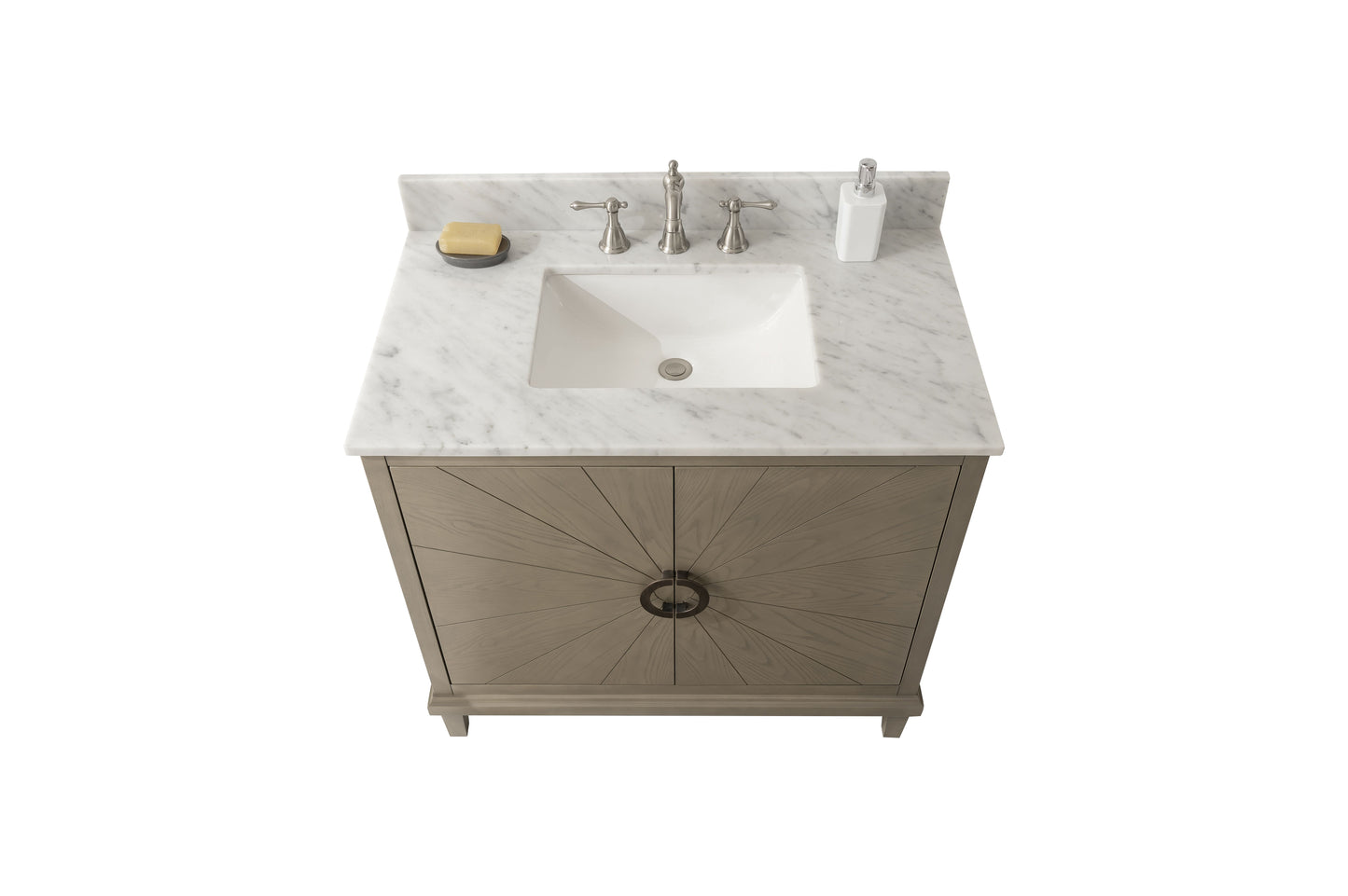 Legion Furniture WLF7040-36-AGO-CW 36" Antique Gray Oak Vanity with Carrara White Top