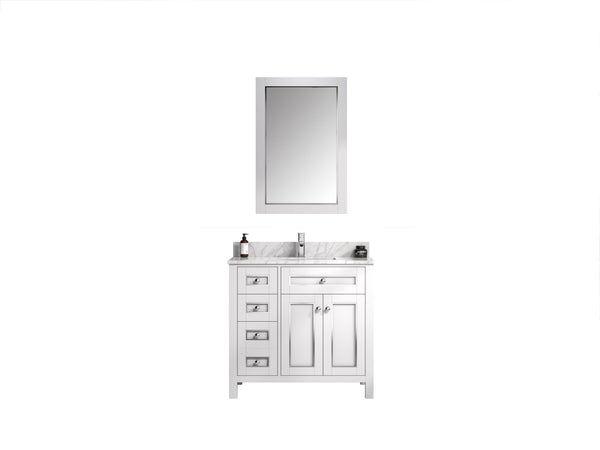 Legion Furniture WV2236-W 36 White Finish Sink Vanity Cabinet with Carrara White Top