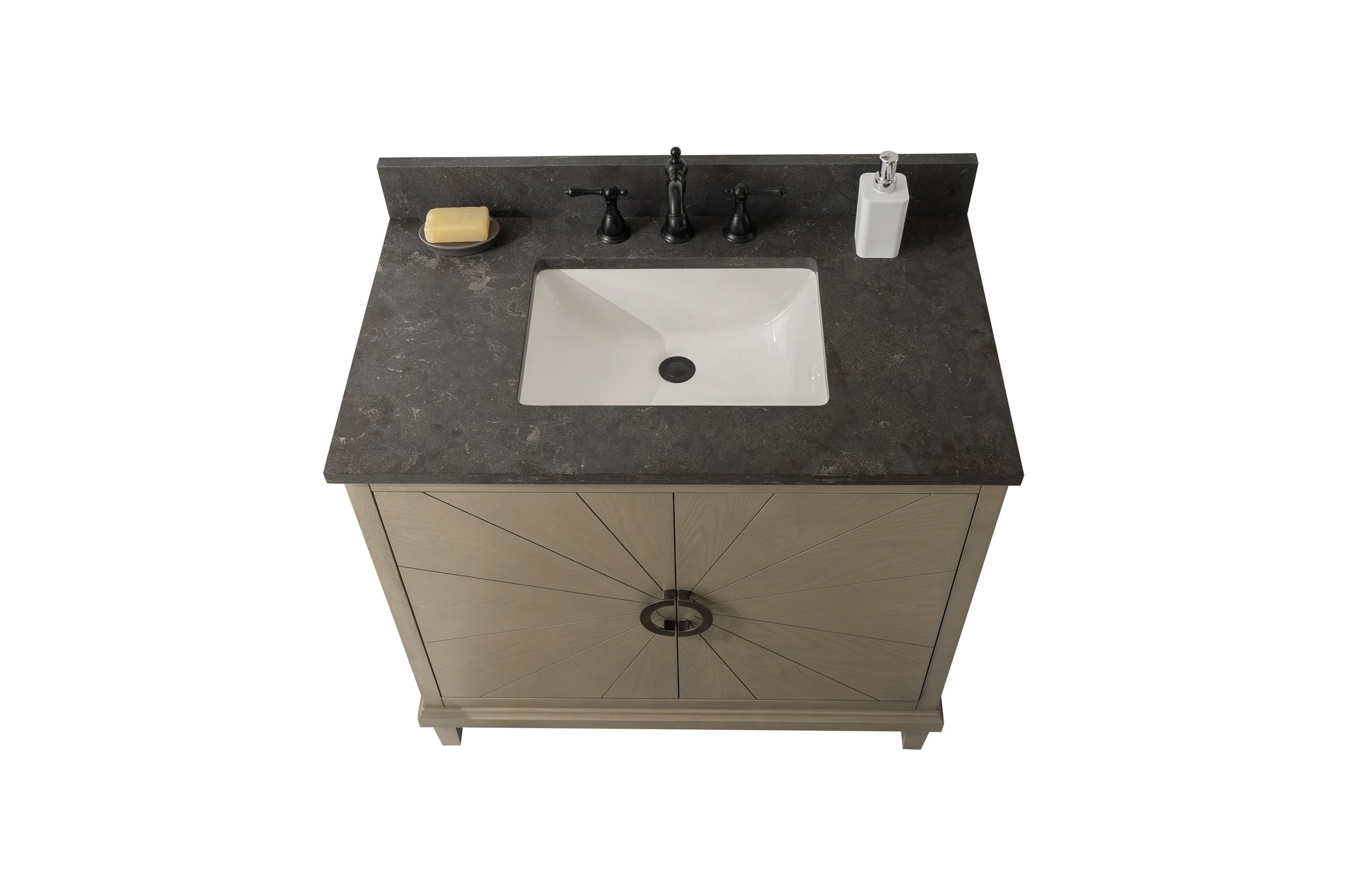 Legion Furniture WLF7040-36-AGO-BS 36" Antique Gray Oak Vanity with Blue Limestone Top