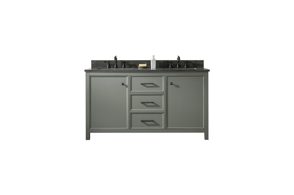 Legion Furniture WLF2160D-PG 60 Pewter Green Finish Double-Sink Vanity Cabinet with Blue Limestone Top