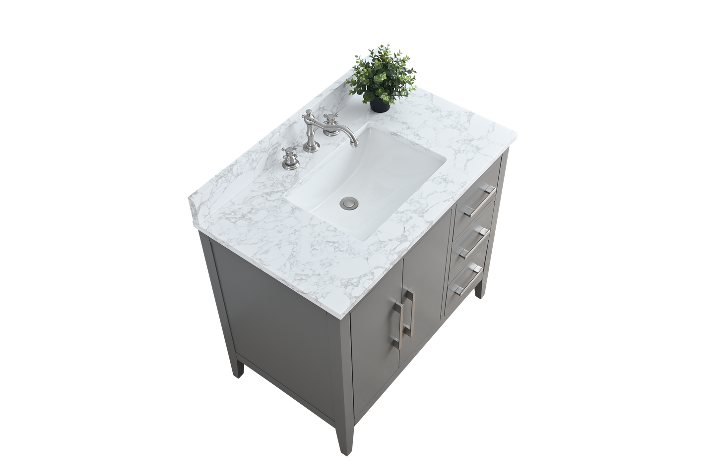 36 Inch Single Sink Bathroom Vanity in Cashmere Gray with Marble Countertop - Vanity Art VA9036-G