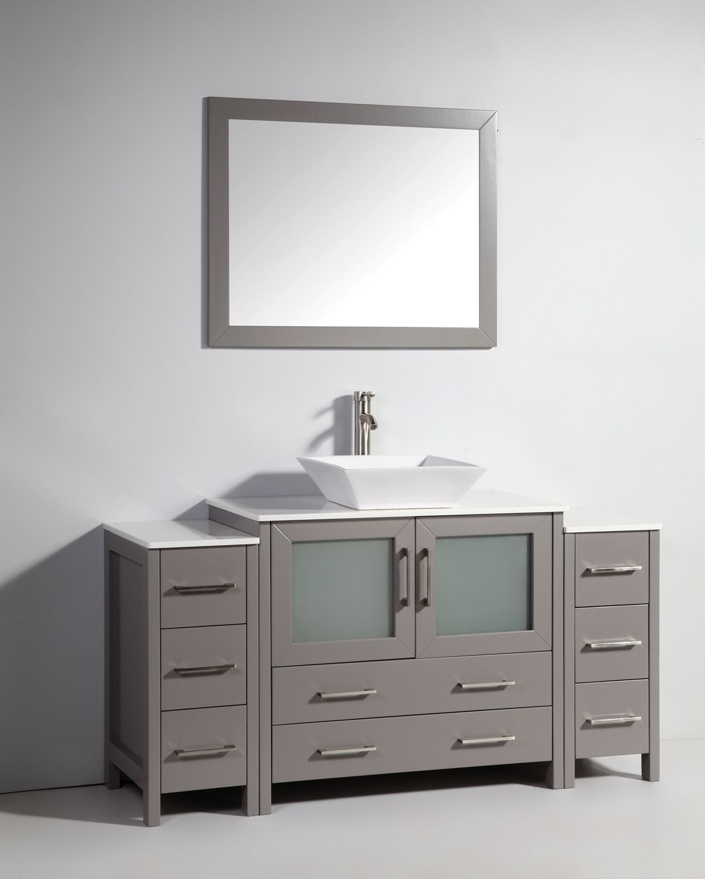 60 Inch Single Sink Bathroom Vanity in Gray with Marble Countertop - Vanity Art VA3136-60G