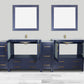 96 Inch Double Sink Bathroom Vanity in Blue with Ceramic Countertop - Vanity Art VA3036-96B