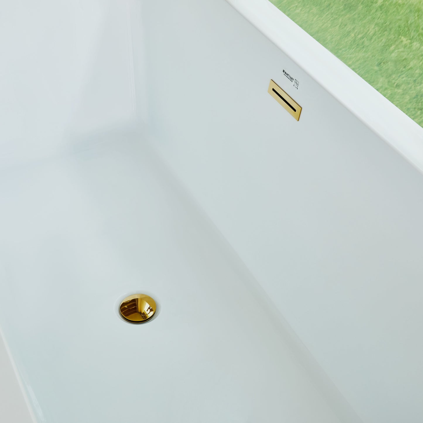 67 Inch Freestanding White Acrylic Bathtub with Overflow And Pop-Up Drain - Vanity Art VA6814-L-TG