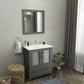 30 Inch Single Sink Bathroom Vanity in Gray with Ceramic Countertop - Vanity Art VA3030G