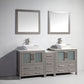 72 Inch Double Sink Bathroom Vanity in Gray with Marble Countertop - Vanity Art VA3130-72G