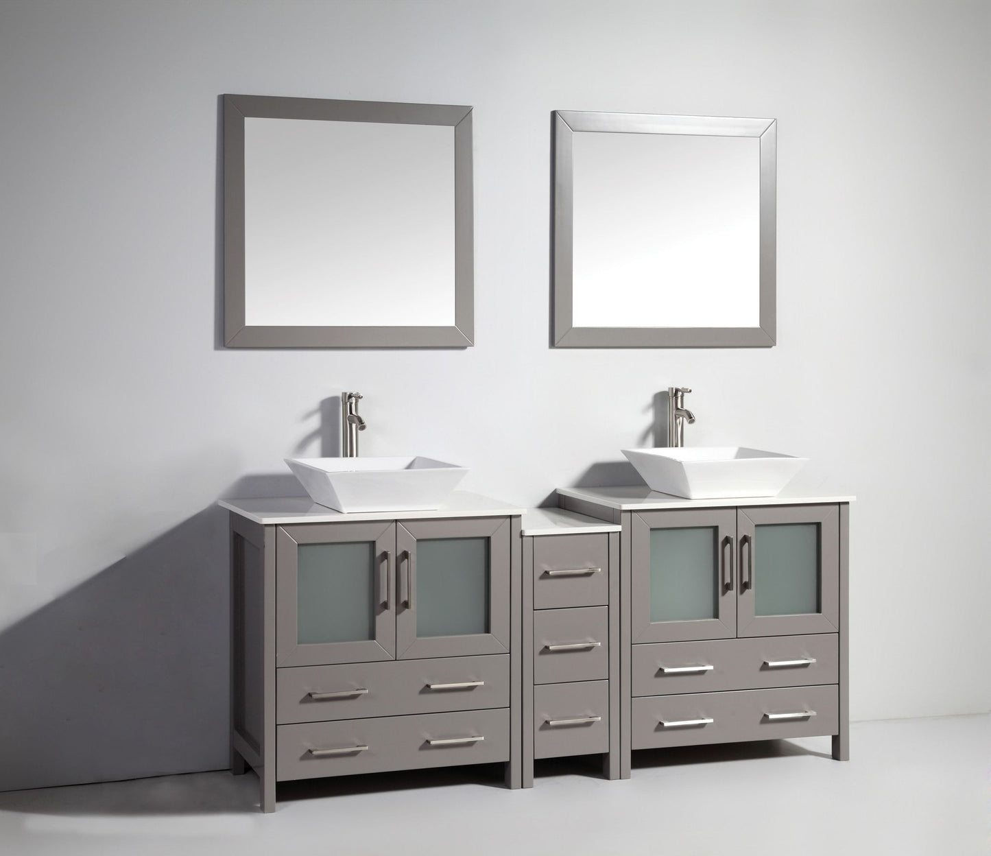 72 Inch Double Sink Bathroom Vanity in Gray with Marble Countertop - Vanity Art VA3130-72G