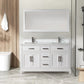 60 Inch Double Sink Bathroom Vanity in White with White Marble Countertop - Vanity Art VA1060DW