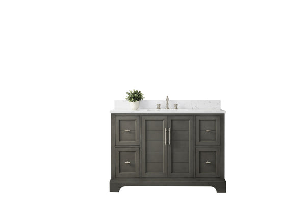 48 Inch Single Sink Bathroom Vanity in Gray with Marble Countertop & Backsplash - Vanity Art VA5048-SG