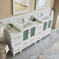 84 Inch Double Sink Bathroom Vanity in White with Ceramic Countertop - Vanity Art VA3030-84W