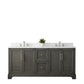 72 Inch Double Sink Bathroom Vanity in Gray with Marble Countertop & Backsplash - Vanity Art VA5072-DSG