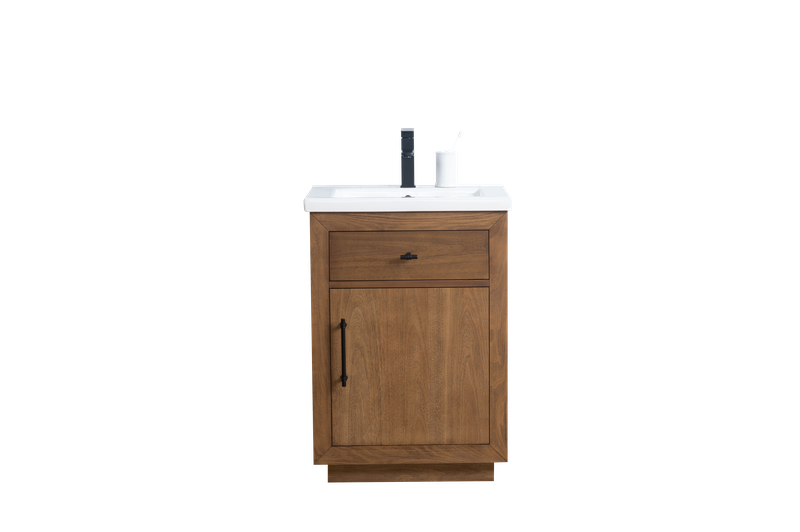 24 Inch Single Sink Bathroom Vanity in Tan with Marble Countertop - Vanity Art VA7024-T