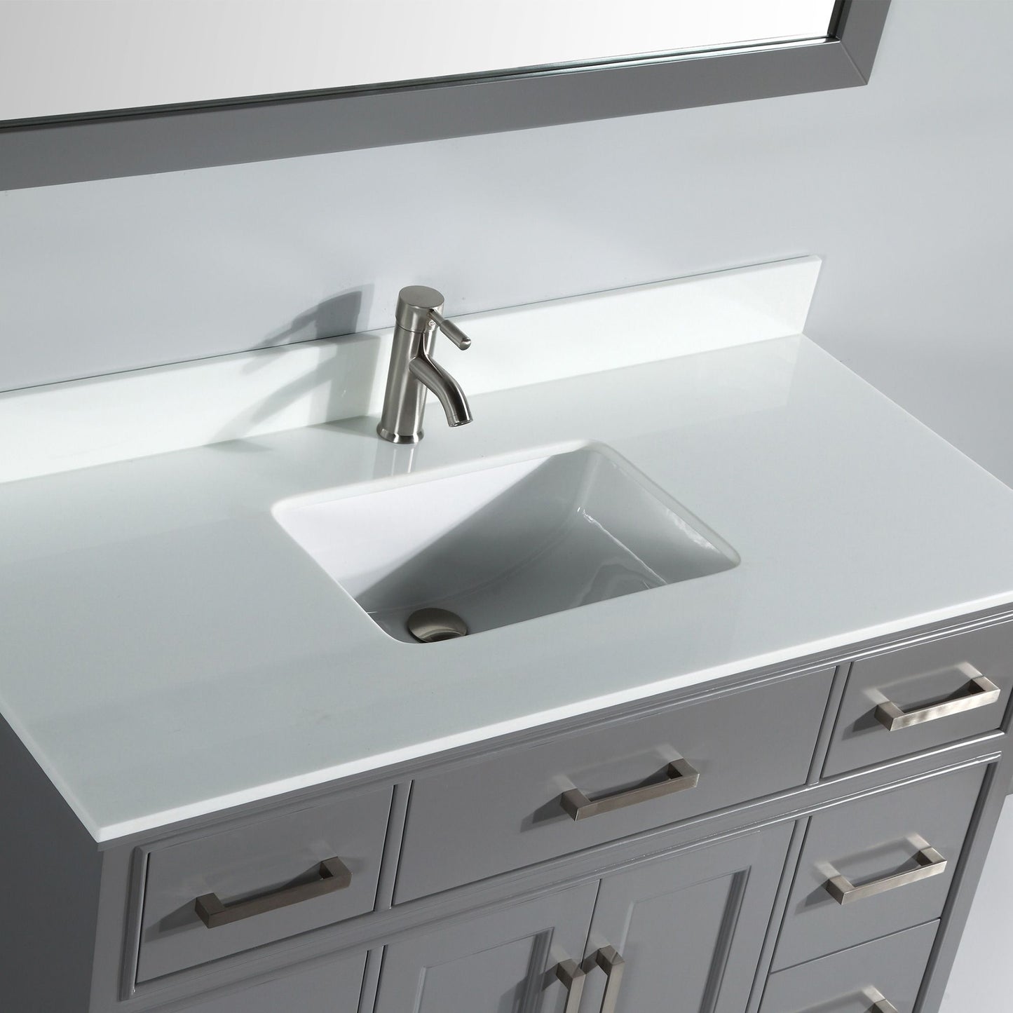 48 Inch Single Sink Bathroom Vanity in Gray with White Marble Countertop - Vanity Art VA1048G