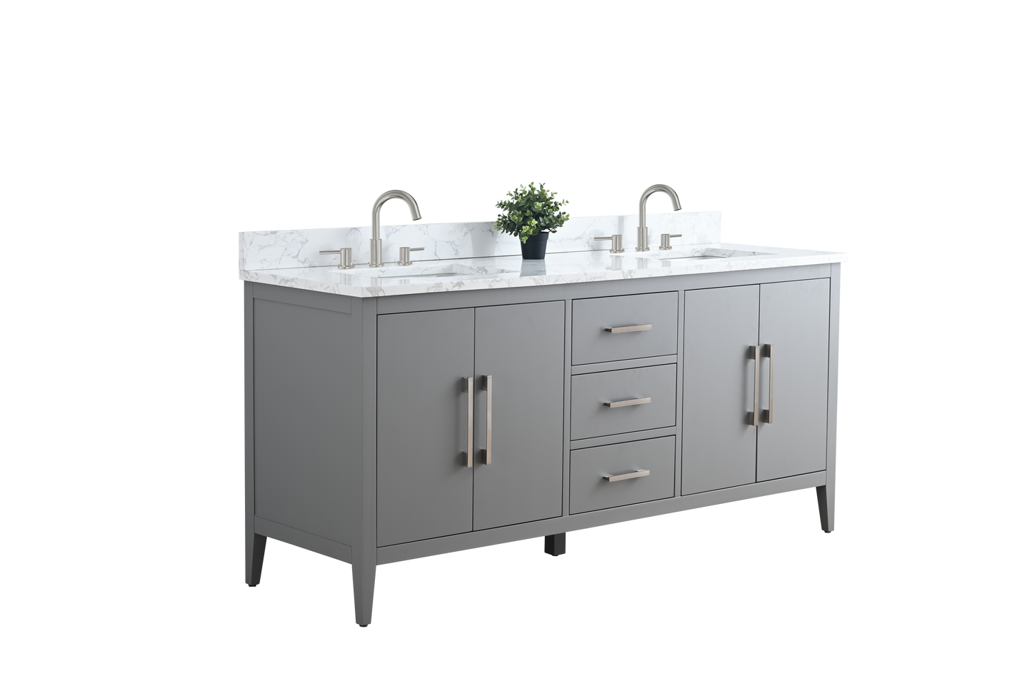 72 Inch Double Sink Bathroom Vanity in Cashmere Gray with Marble Countertop - Vanity Art VA9072-DG