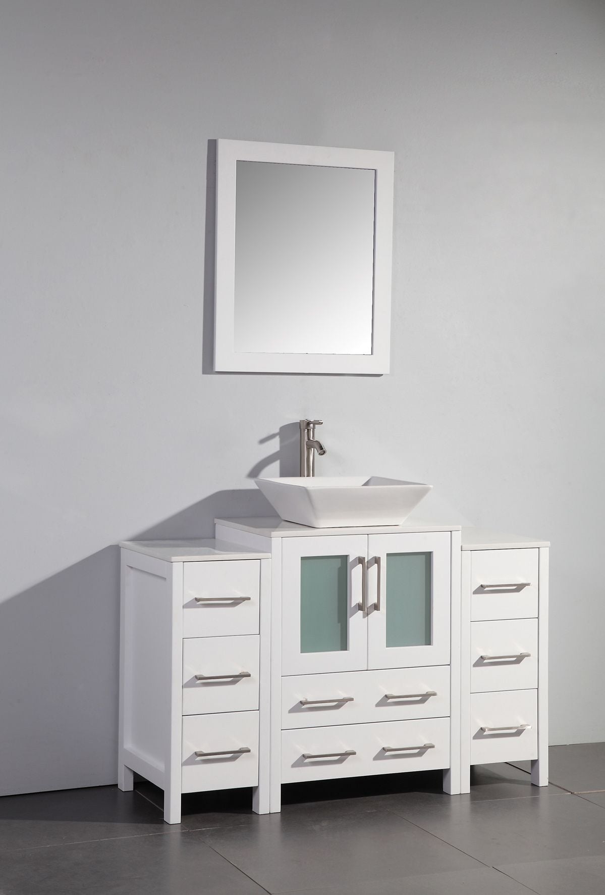 48 Inch Single Sink Bathroom Vanity in White with Marble Countertop - Vanity Art VA3124-48W