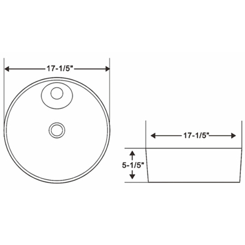 Ceramic Round Vessel Sink 17 1/5"D x 5 1/5"H (RA-AB11621)