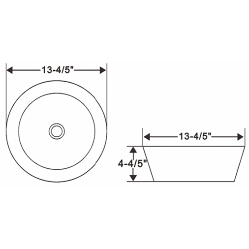Ceramic Round Vessel Sink 13 4/5"D x 4 4/5"H (RA-AB9721)