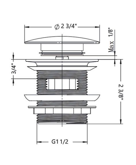 Bathtub Pop-up Drain with Overflow Hole - Chrome (RA-ABPOPCR)