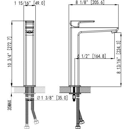 Ratel Single Handle Bathroom Vessel Faucet 8 1/8" x 10 3/4" Brushed Nickel (RA-FA164BN)