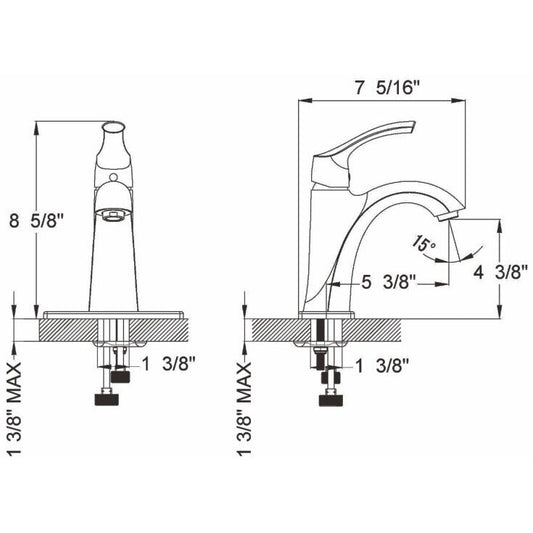 Ratel Single Handle Bathroom Faucet 7 5/16" x 8 5/8" Brushed Nickel (RA-FA464BN)