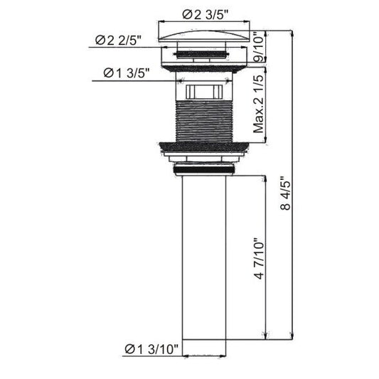 Pop-Up Drain with Overflow Hole - Matte Black Big Cap (RA-POP1AMB)