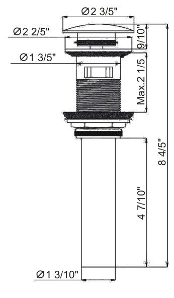 Pop-Up Drain without Overflow Hole - Chrome Big Cap (RA-POP1BC)