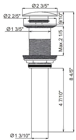 Pop-Up Drain without Overflow Hole - Brushed Nickel Big Cap (RA-POP1BBN)