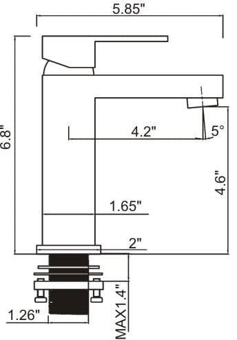 Ratel RA-4113BG Ratel Single Handle Bathroom Faucet 5 4/5" x 6 4/5" Brushed Gold (RA-4113BG)