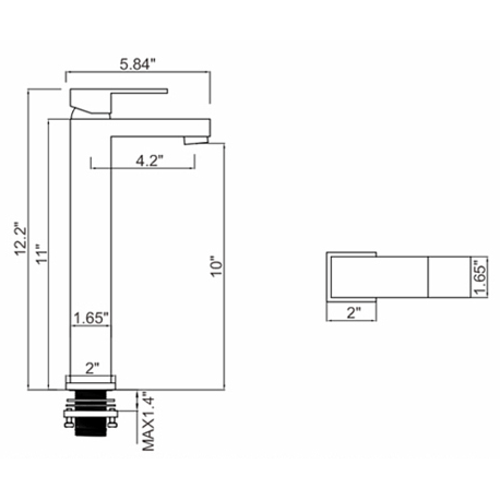 Ratel RA-4114BN Ratel Single Handle Bathroom Vessel Faucet 5 4/5" x 12 1/4" Brushed Nickel (RA-4114BN)