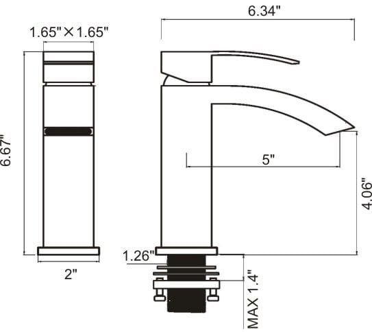 Ratel RA-4126BN Ratel Single Handle Bathroom Faucet 6 3/10" x 6 2/3" Brushed Nickel (RA-4126BN)