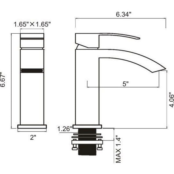 Ratel RA-4126CR Ratel Single Handle Bathroom Faucet 6 3/10" x 6 2/3" Chrome (RA-4126CR)