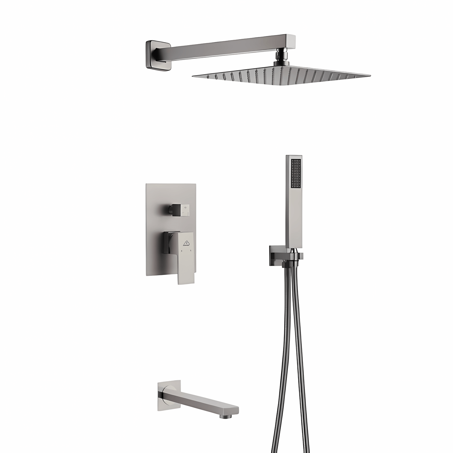 Ratel RA-9415BN-B Concealed Shower System with 10" Square Rainfall Shower Head - Brush Nickel with Spout (RA-9415BN-B)