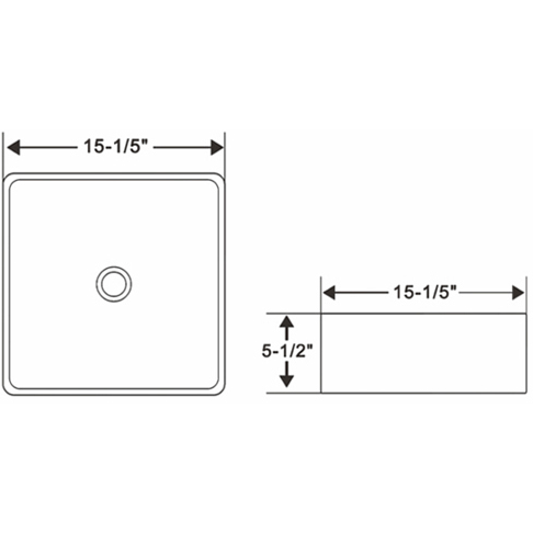 Ratel RA-AB2821 Ceramic Square Vessel Sink 15 1/5"W x 5 1/2"H x 15 1/5"D (RA-AB2821)