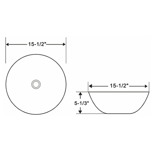 Ratel RA-AB4431 Ceramic Round Vessel Sink 15 1/2"D x 5 1/3"H (RA-AB4431)