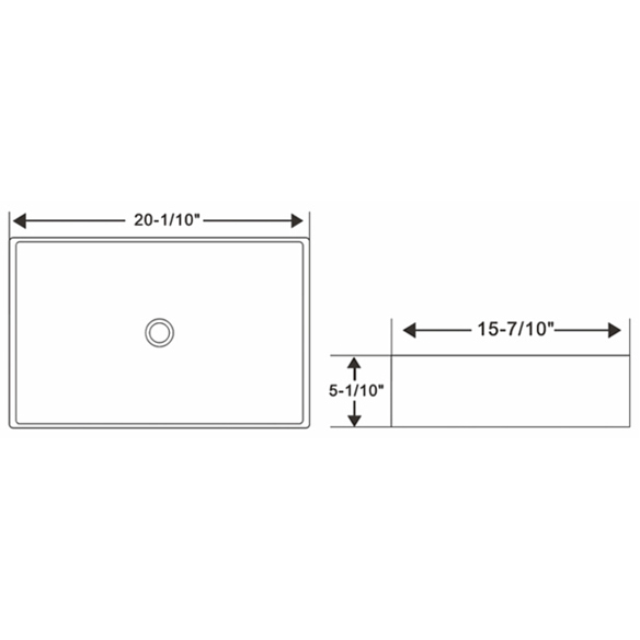 Ratel RA-AB5821 Ceramic Rectangular Vessel Sink 20 1/10"W x 5 1/10"H x 15 7/10"D (RA-AB5821)