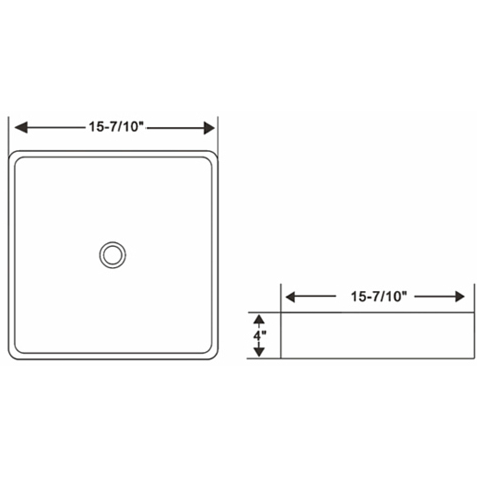 Ratel RA-AB6331 Ceramic Square Vessel Sink 15 7/10"W x 4"H x 15 7/10"D (RA-AB6331)