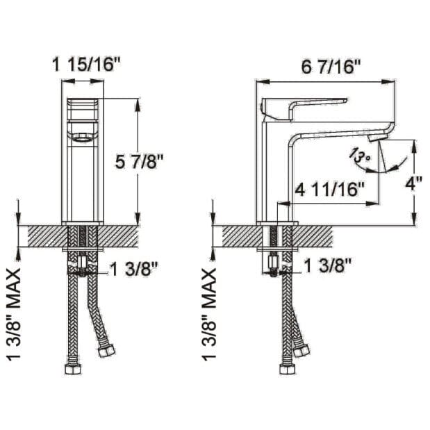 Ratel RA-FA165C Ratel Single Handle Bathroom Faucet 6 7/16" x 5 7/8" Chrome (RA-FA165C)