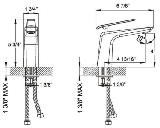 Ratel RA-FA179BN Ratel Single Handle Bathroom Faucet 6 7/8" x 5 3/4" Brushed Nickel (RA-FA179BN)