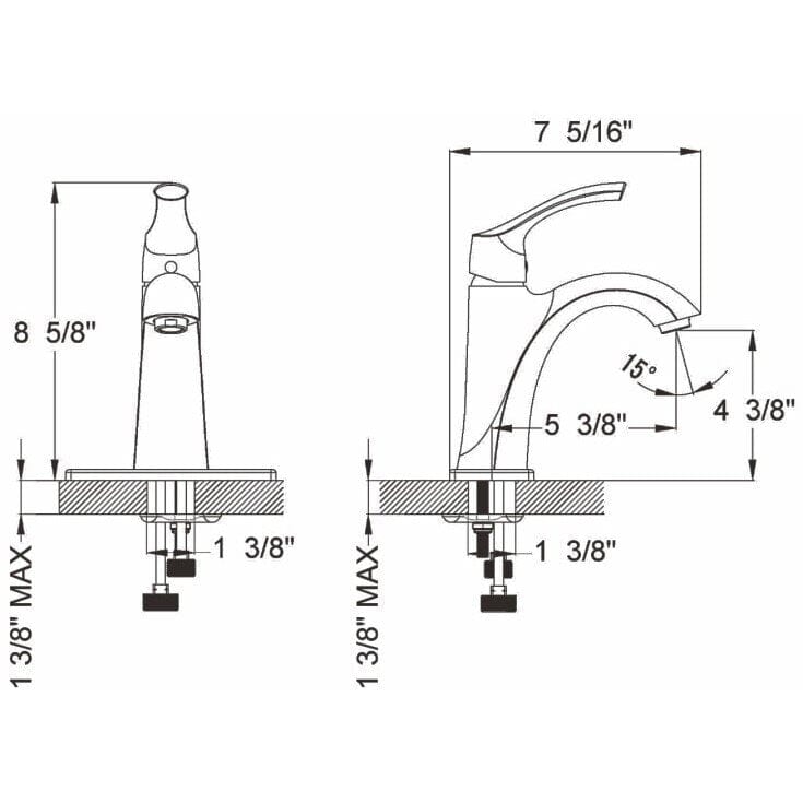 Ratel RA-FA464BN Ratel Single Handle Bathroom Faucet 7 5/16" x 8 5/8" Brushed Nickel (RA-FA464BN)