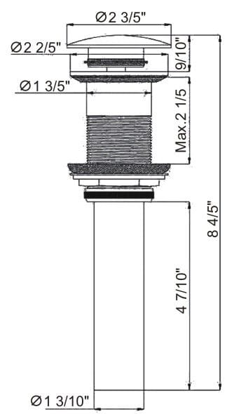 Ratel RA-POP1BBN Pop-Up Drain without Overflow Hole - Brushed Nickel Big Cap (RA-POP1BBN)