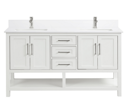 Ratel RA-VS6021D-DS-WQ1 Santorini 60" Vanity Double Sinks Dove White (RA-VS6021D-DS)