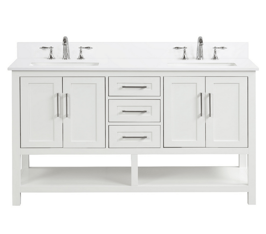 Ratel RA-VS6021D-DS-WQ3 Santorini 60" Vanity Double Sinks Dove White (RA-VS6021D-DS)