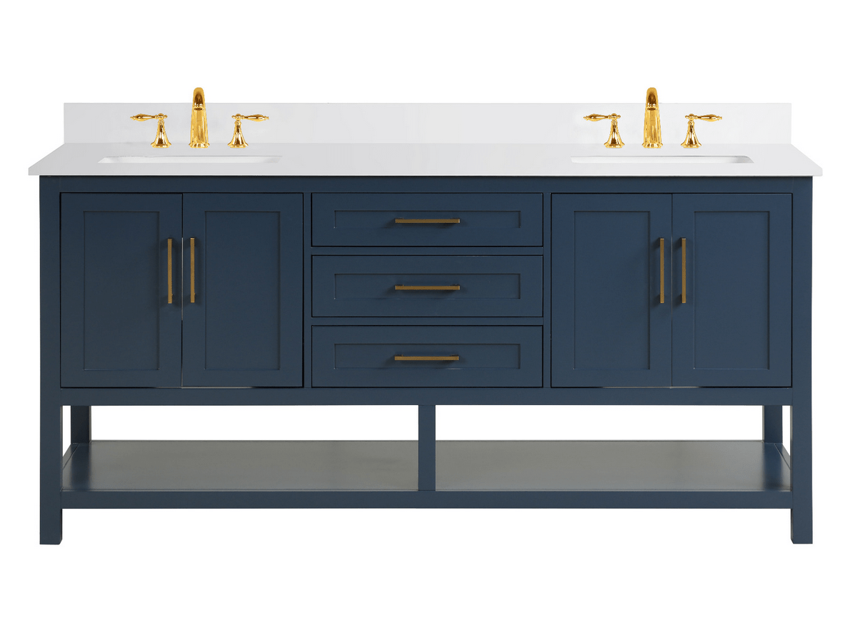 Ratel RA-VS7221D-AB-WQ3 Santorini 72" Vanity Double Sinks Aria Blue (RA-VS7221D-AB)