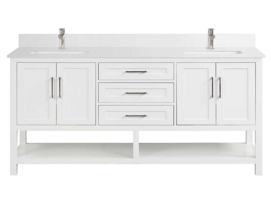 Ratel RA-VS7221D-DS-WQ1 Santorini 72" Vanity Double Sinks Dove White (RA-VS7221D-DS)