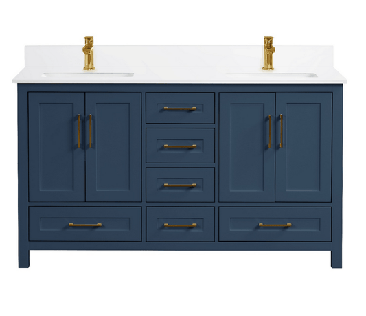 Ratel RA-VV6021D-AB-WQ1 Valencia 60" Vanity Double Sinks Aria Blue (RA-VV6021D-AB)