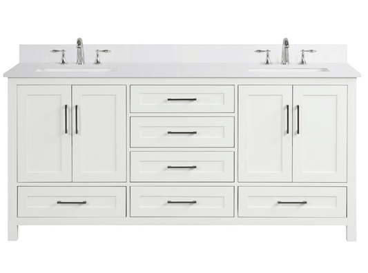 Ratel RA-VV7221D-DS-WQ3 Valencia 72" Vanity Double Sinks Dove White (RA-VV7221D-DS)