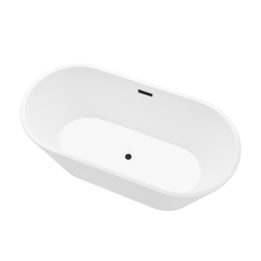 54 Inch Freestanding White Acrylic Bathtub with Overflow And Pop-Up Drain - Vanity Art VA6815-NXSW-MB