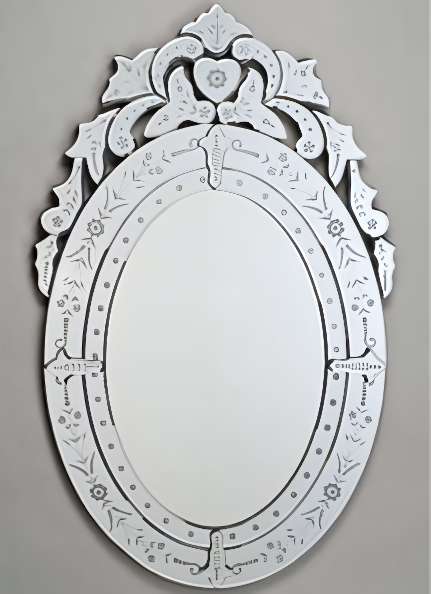 Afina Radiance Venetian 26" x 41" Oval Traditional Etched Glass Wall Mirror RM-101